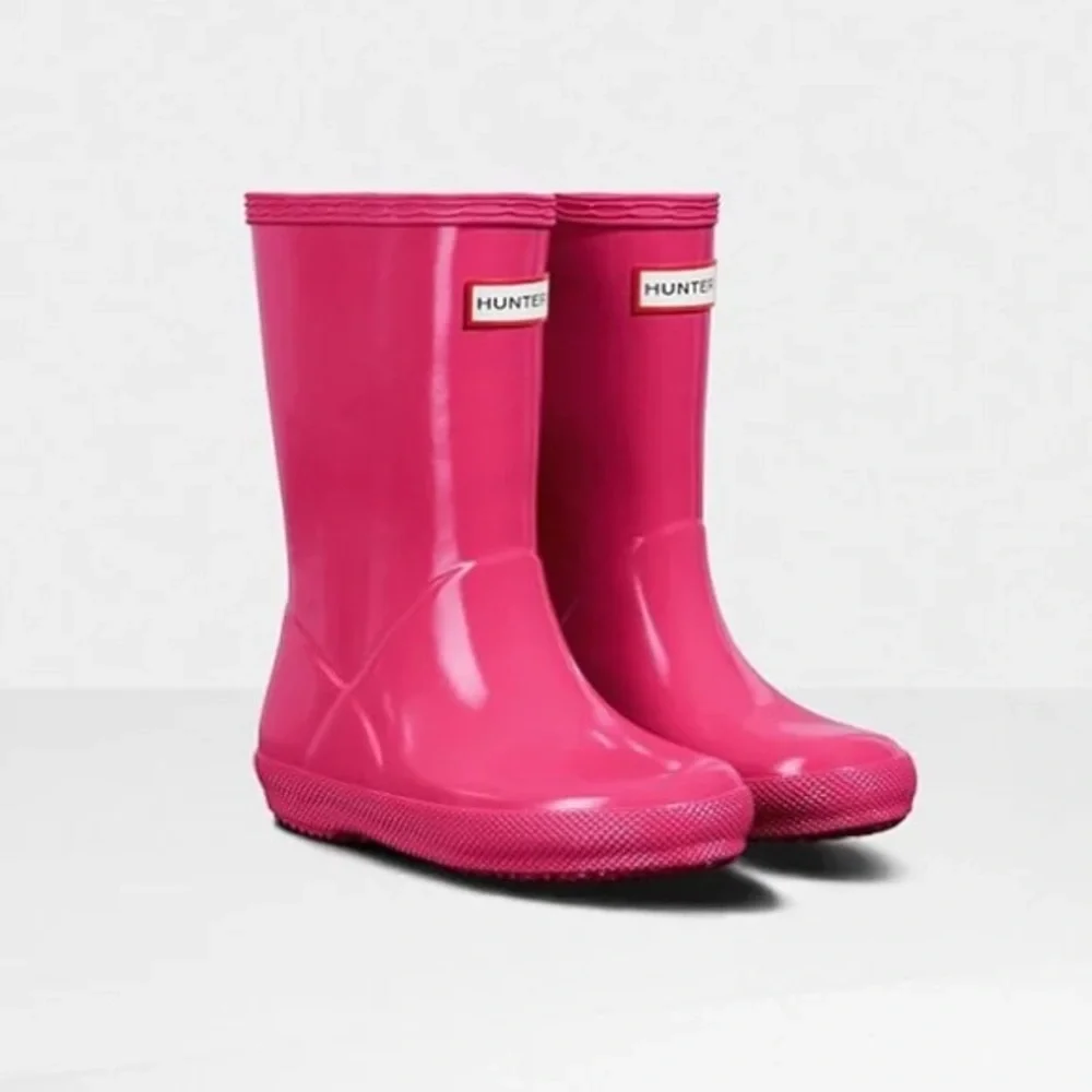 Hunter Kids’ First Gloss Rain Boots Bright Pink kids size UK 10/US GIRL 12